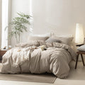 Linen Grey Duvet Cover Twin Size 90in x 68in - Breathable Washed