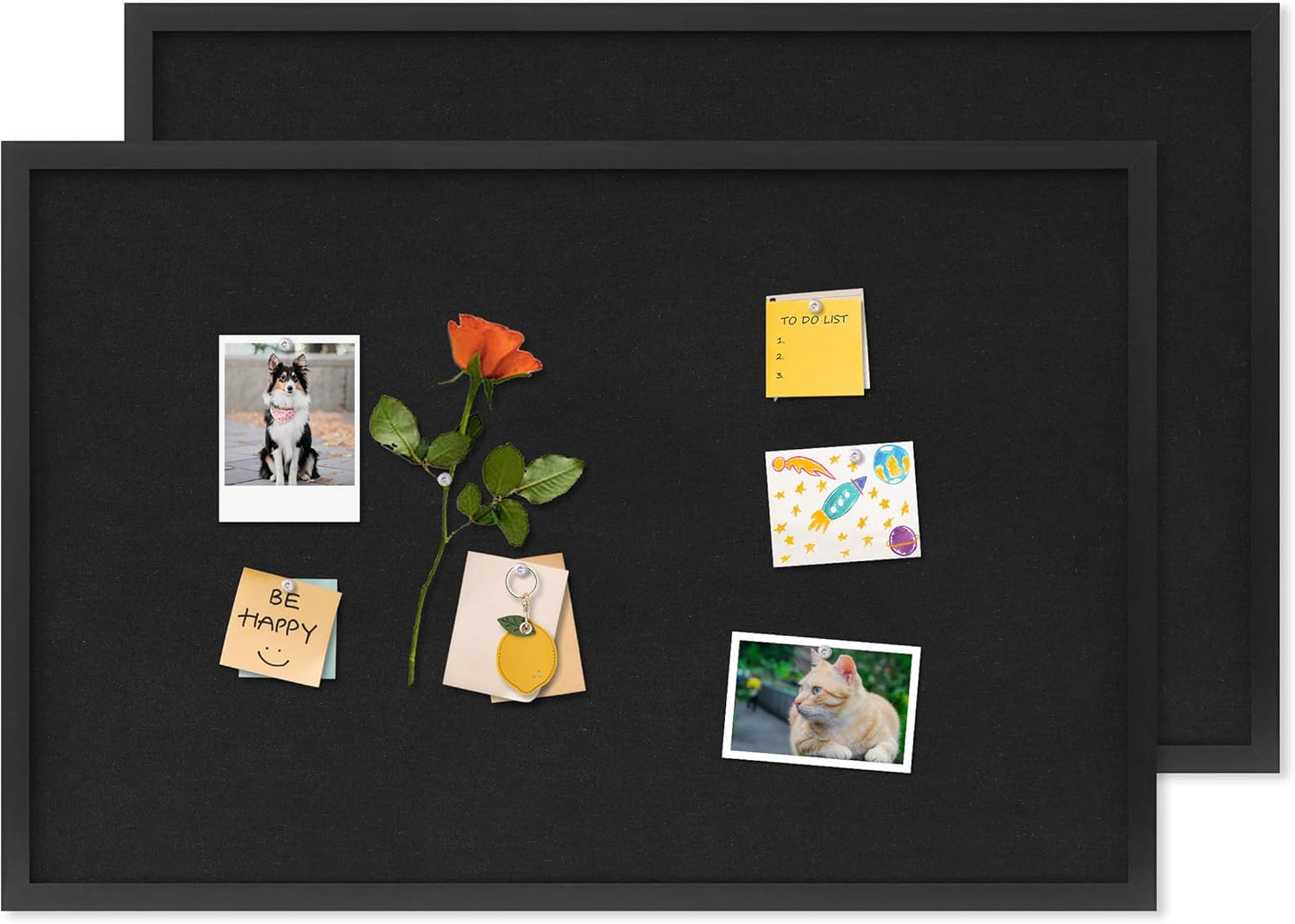 Cork Board with Linen Black 2Pack for Home Office and School