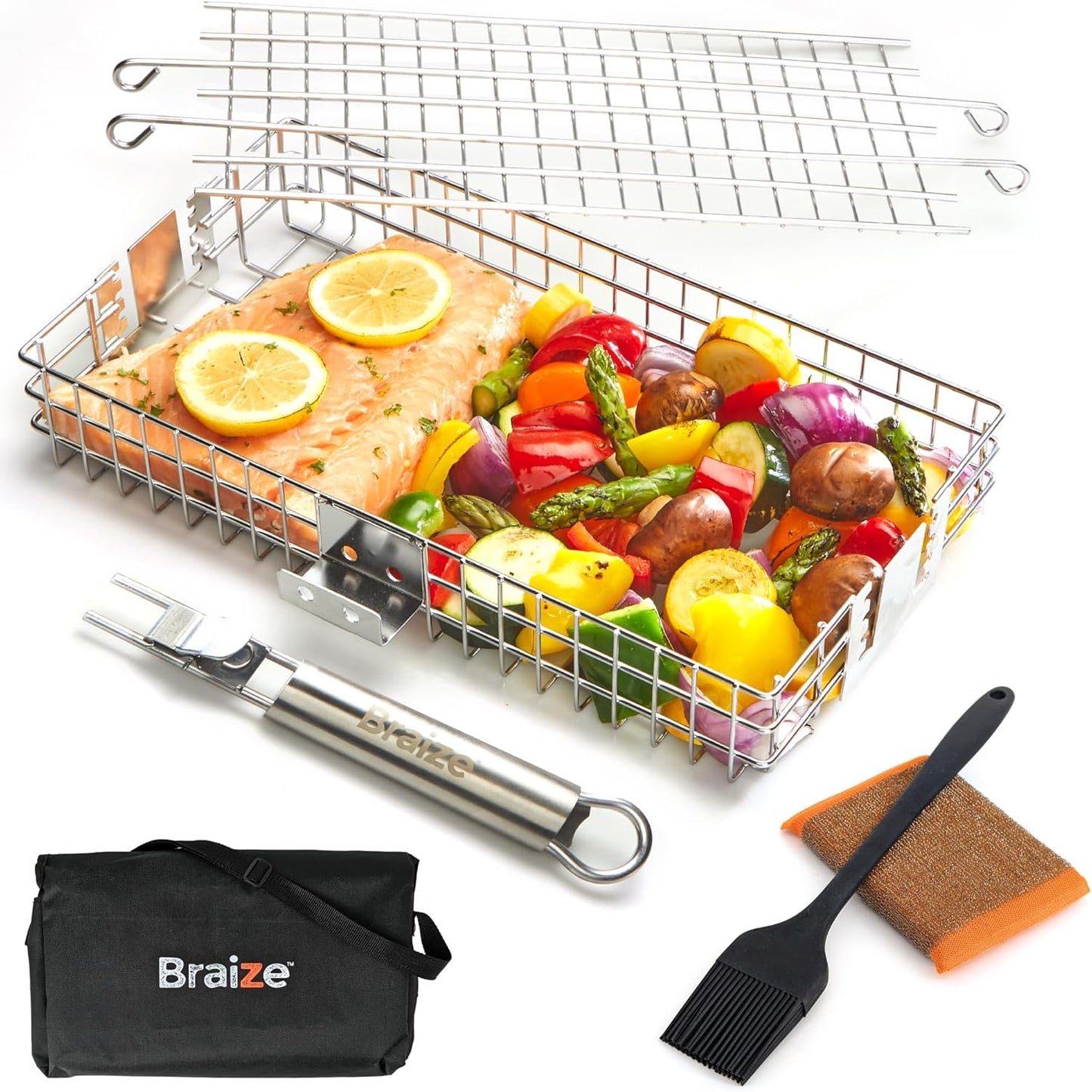 Adjustable Grill Basket with Removable Handle for Perfect BBQ