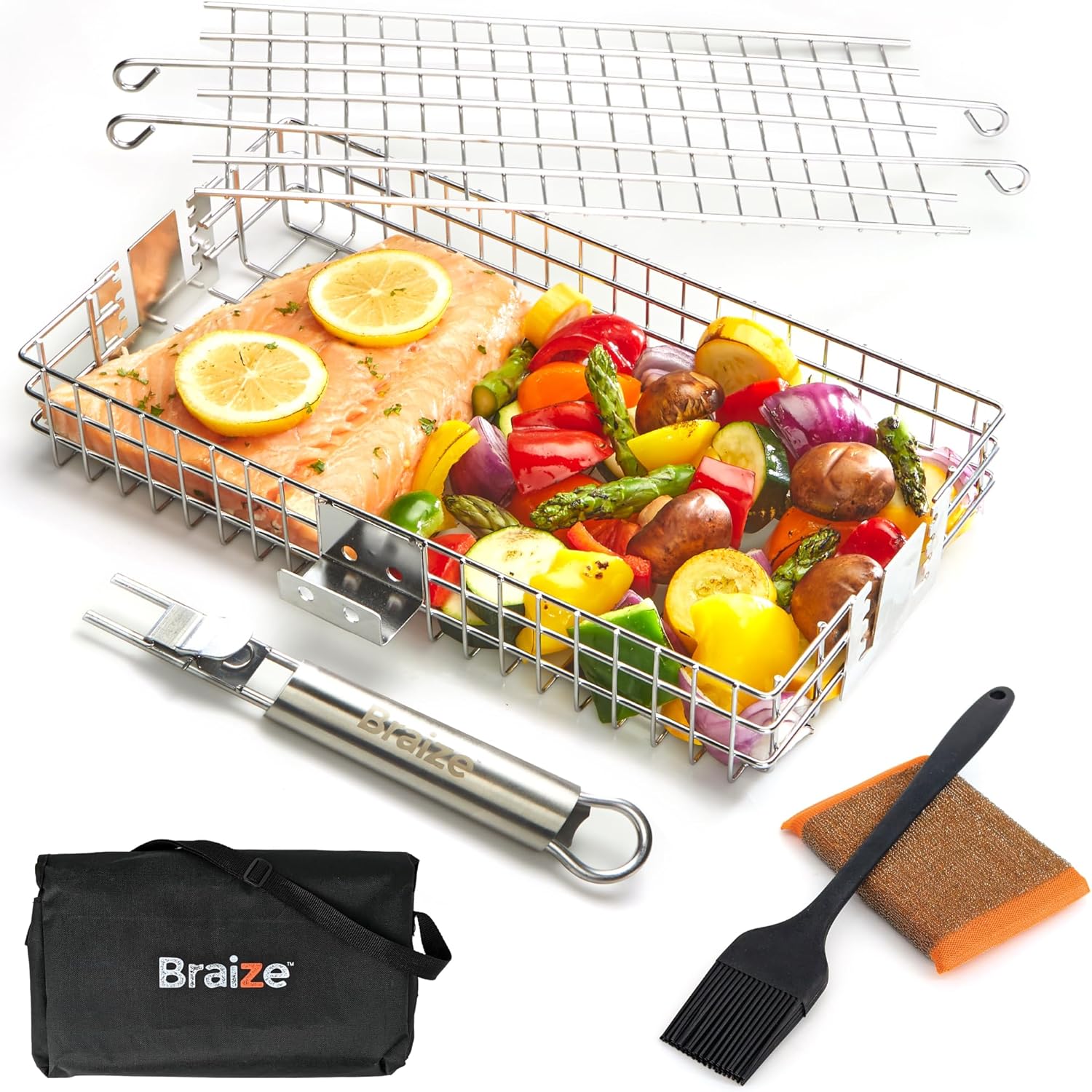Adjustable Grill Basket with Removable Handle for Perfect BBQ