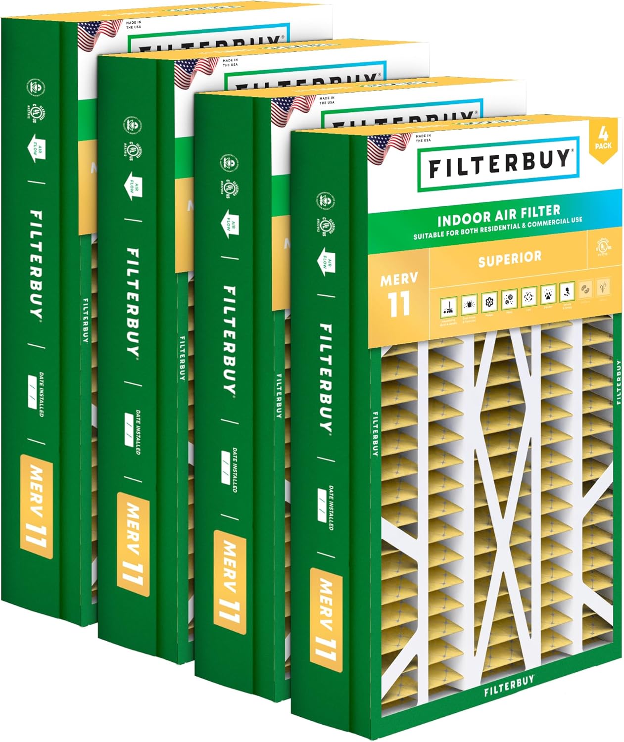 Filterbuy 14.5x27x5 Air Filter MERV 11 for Allergen Defense