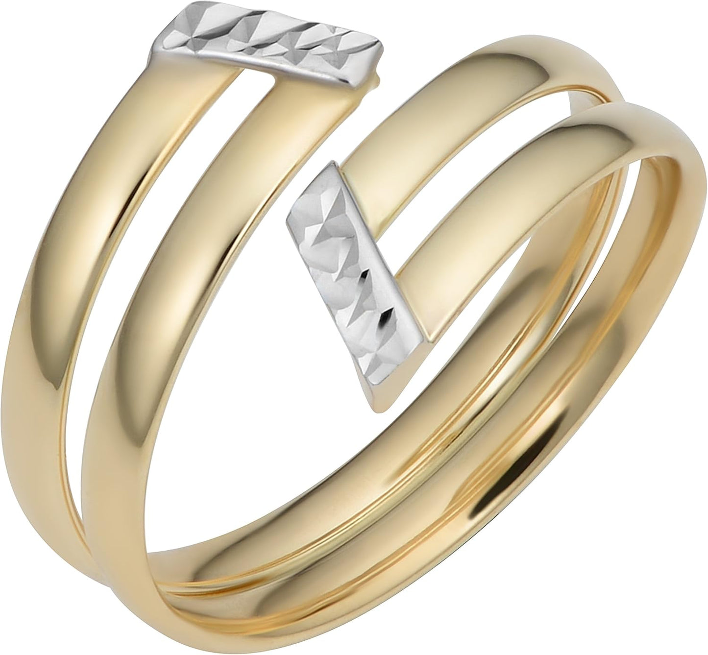 Kooljewelry 14k Two-tone Gold Double Bypass Ring for Women