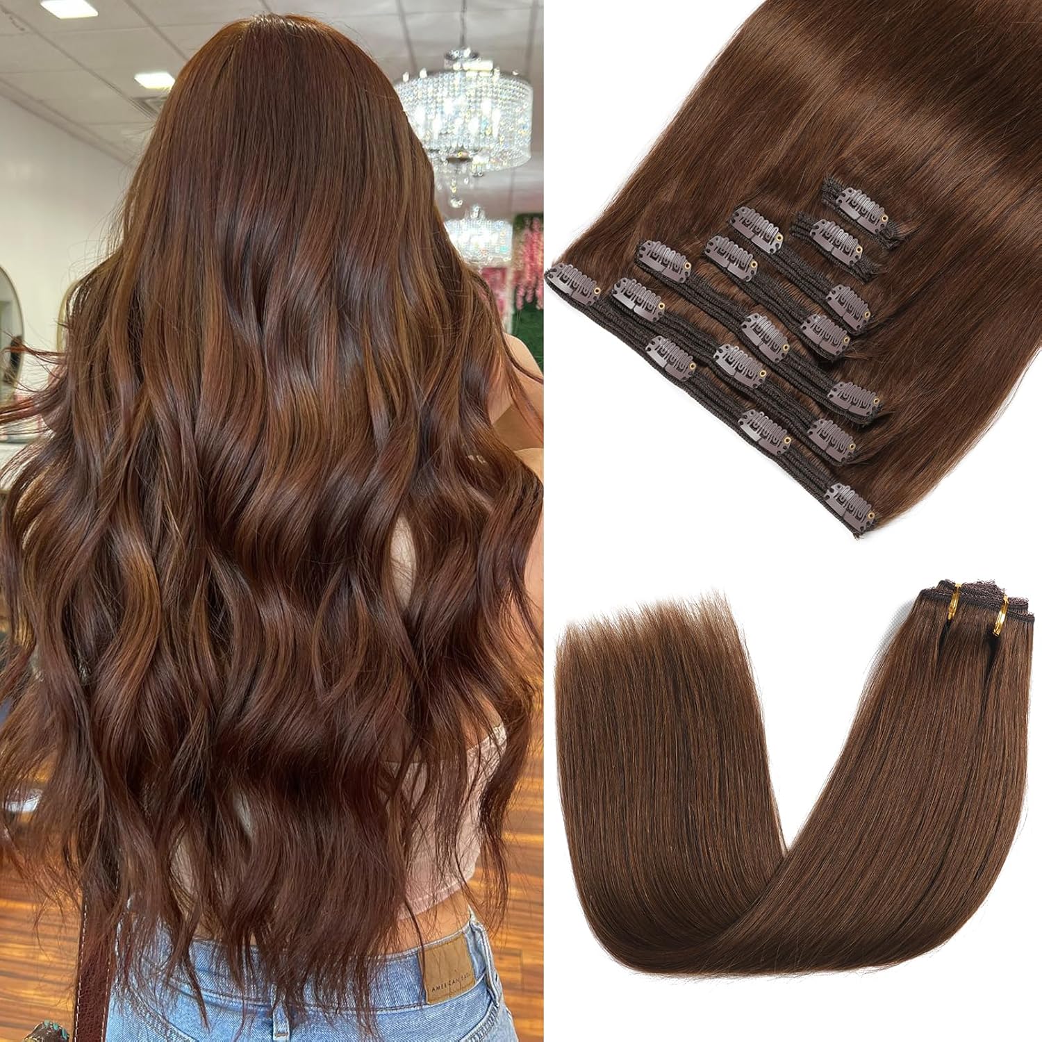 Clip in Hair Extensions Real Human Hair for Instant Volume