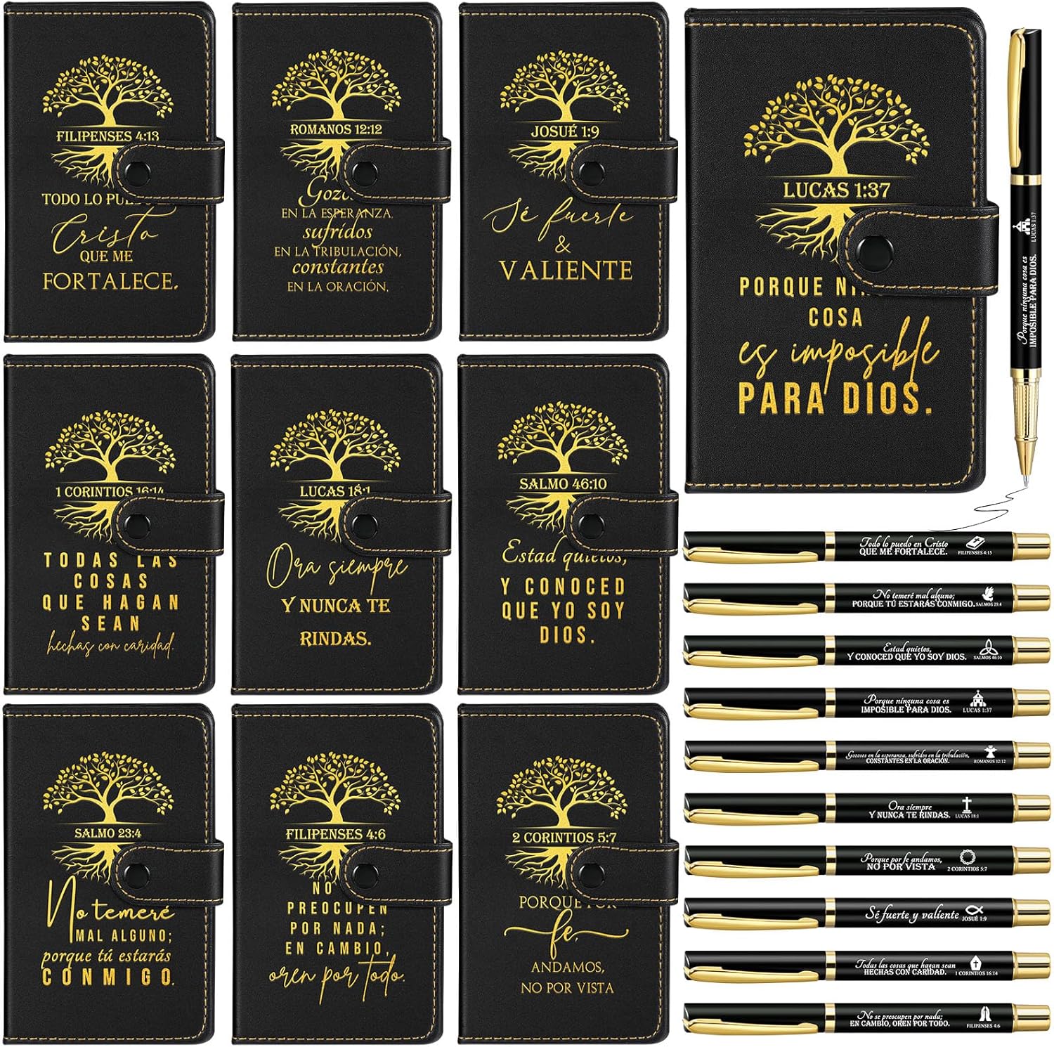 Spakon 30 Sets Christian Gifts Bulk Leather Notebook with Pen