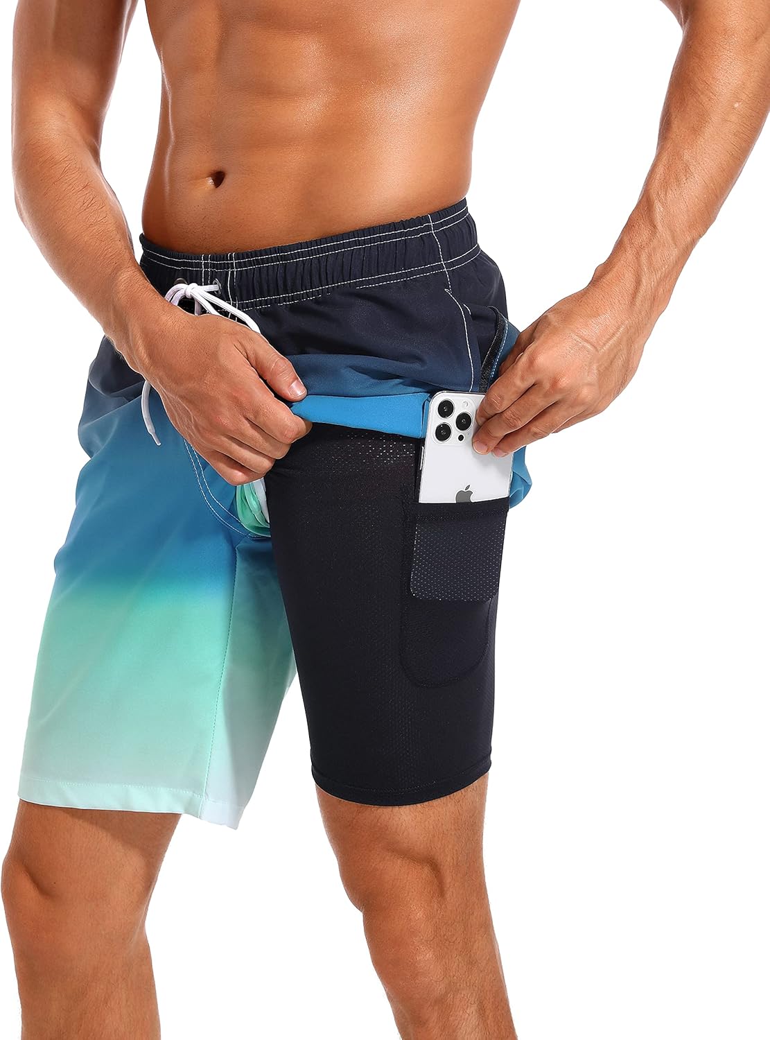 Difficort Mens Swim Trunks with Compression Liner for Comfort