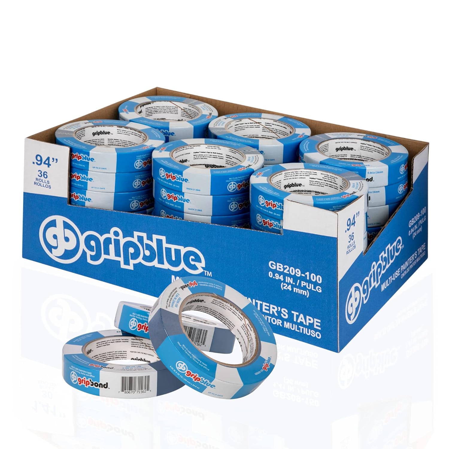 Blue Painters Tape for Precise Lines on Walls & Trim - 36 Rolls