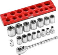 ARES 47008 18-Piece 1/2-Inch Drive SAE Socket and Ratchet Set
