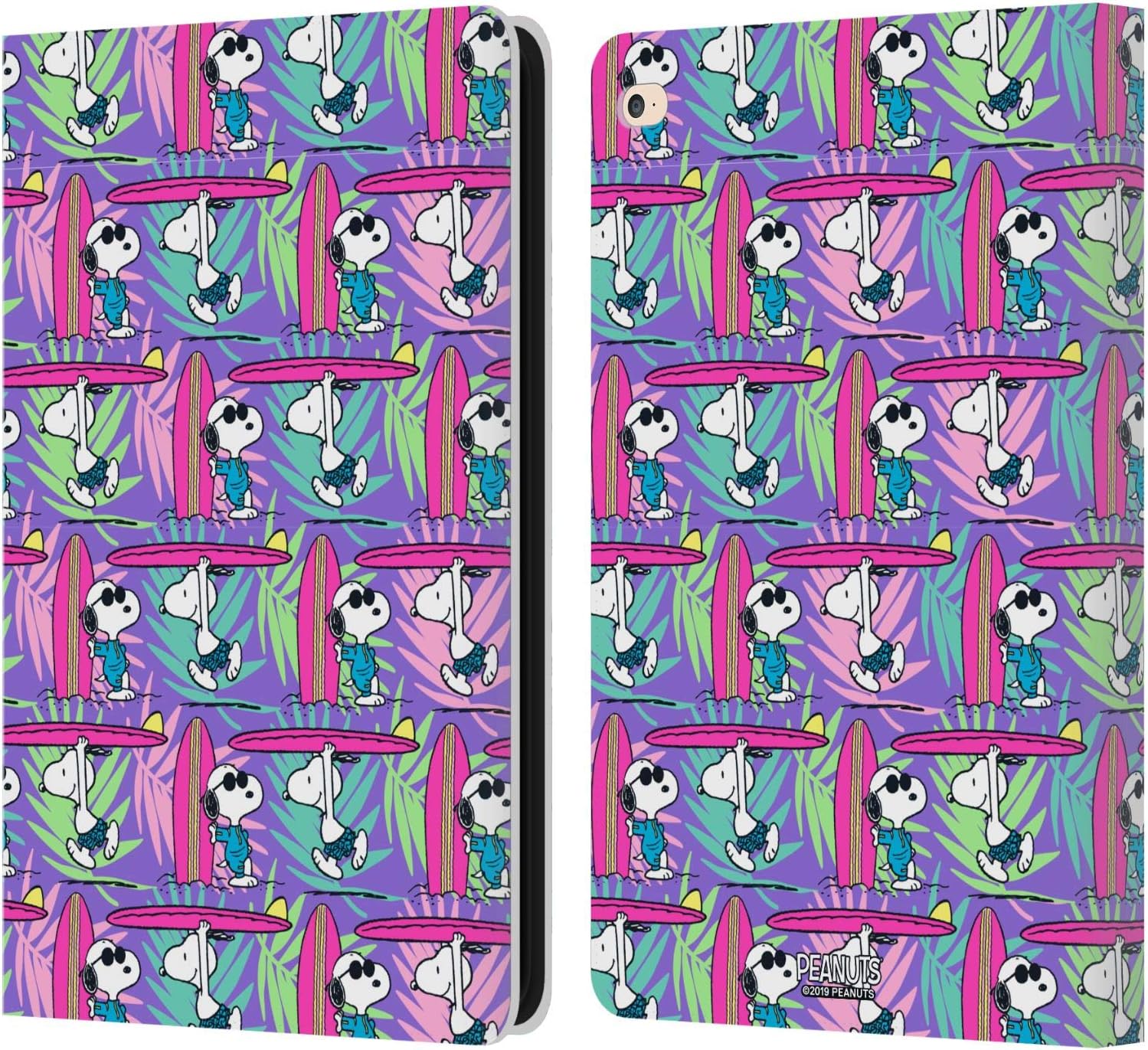 Peanuts Surf Pattern Snoopy Aloha Leather Wallet Case for iPad Air 2