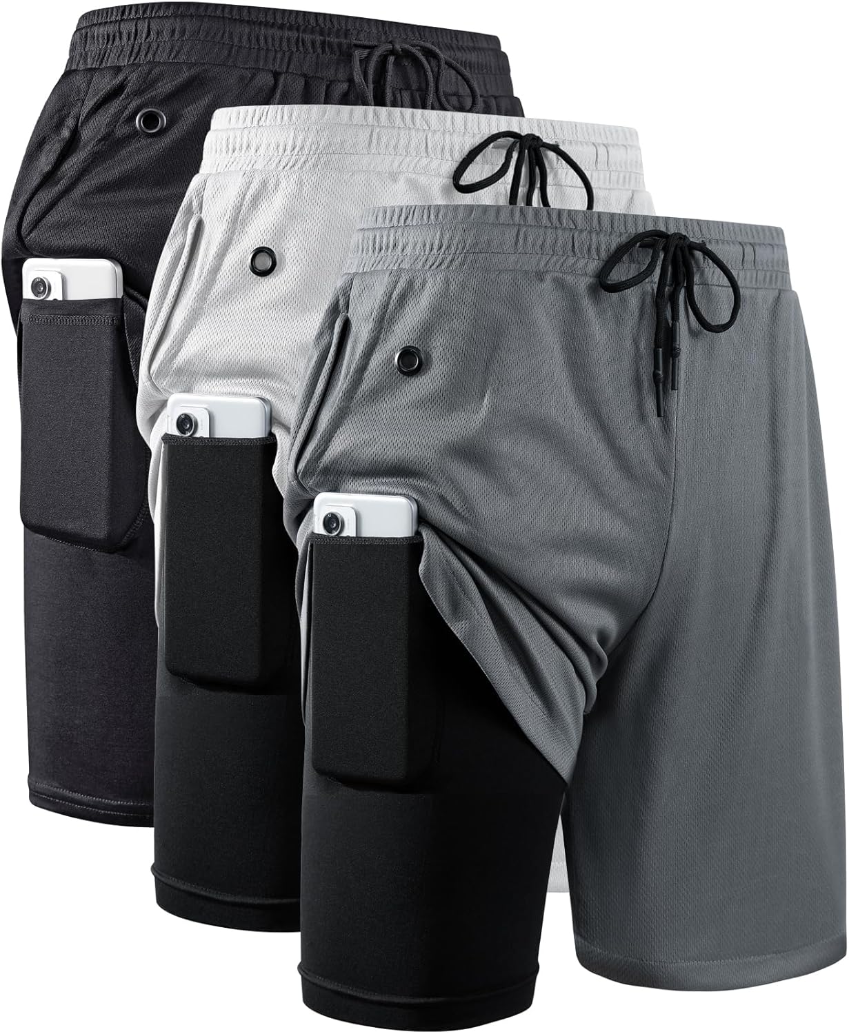 JWJ Men's 2 in 1 Workout Running Shorts for Ultimate Comfort