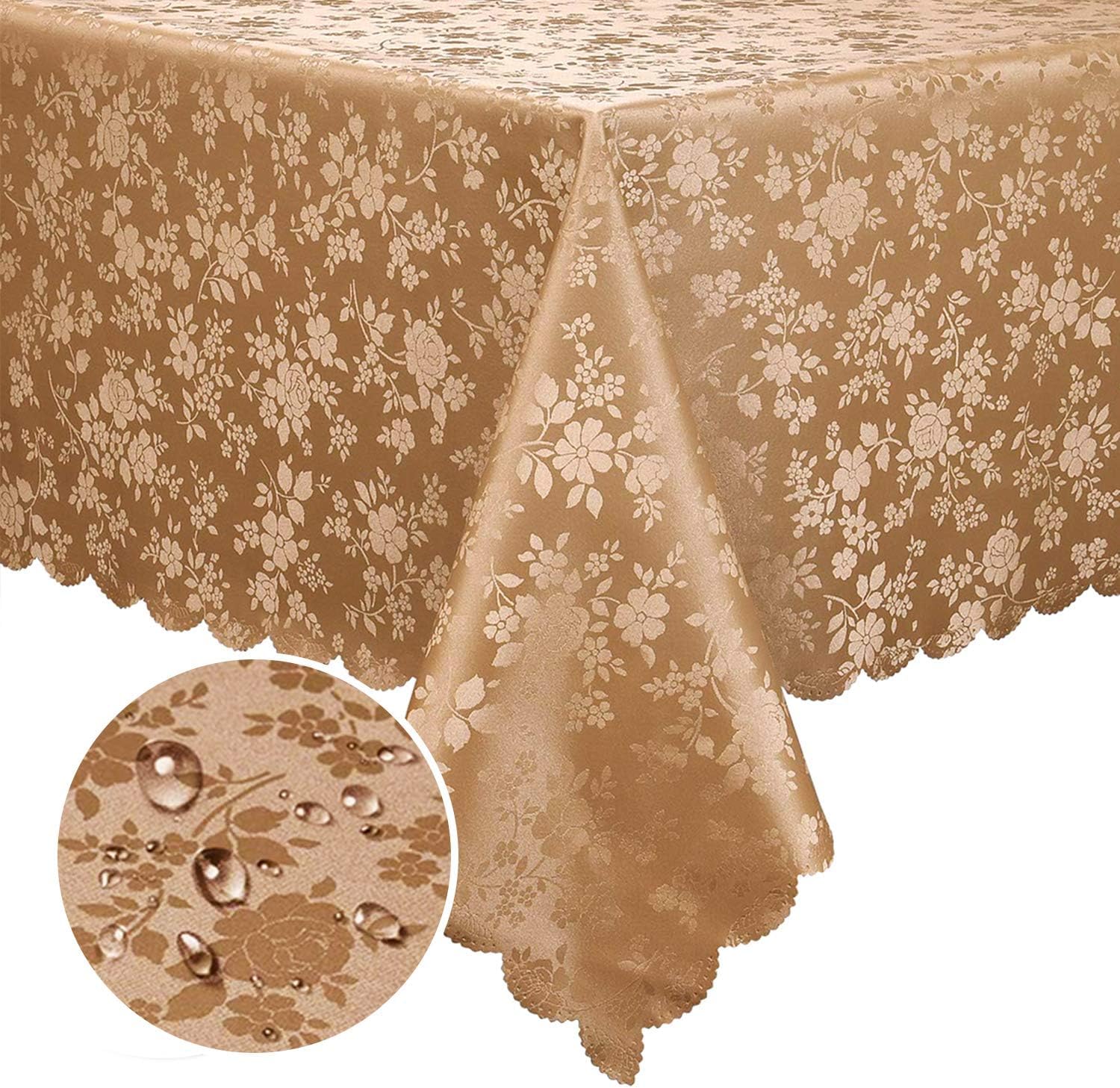 Smiry Rectangle Table Cloth: Elegant Waterproof Vinyl Cover