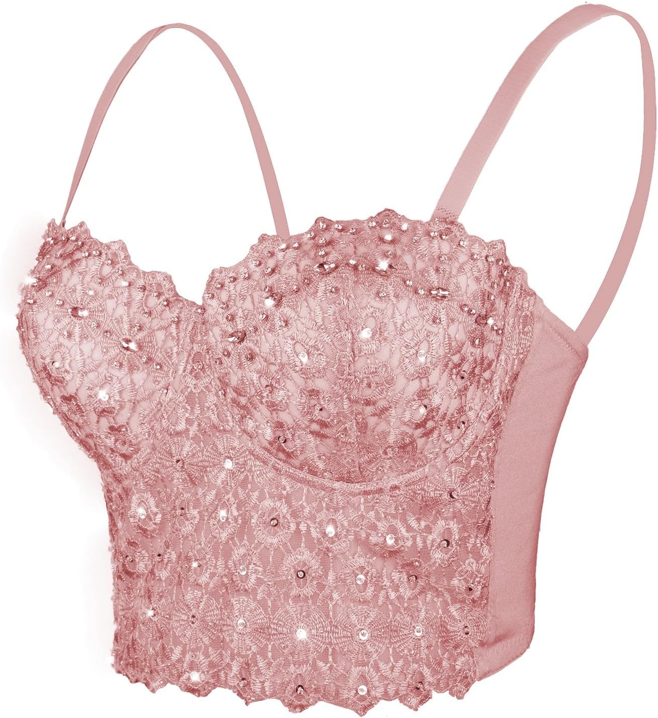 ELLACCI Women's Rhinestone Bustier Crop Top for Sultry Style