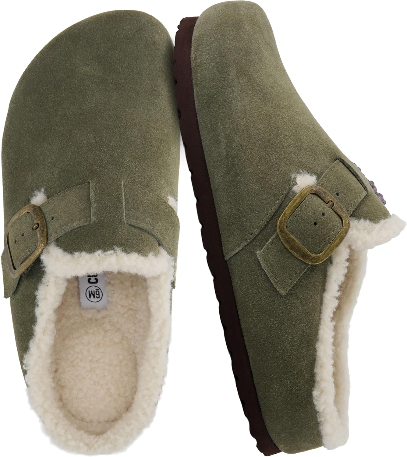 CUSHIONAIRE Haven Genuine Leather Clogs with Faux Fur Lining