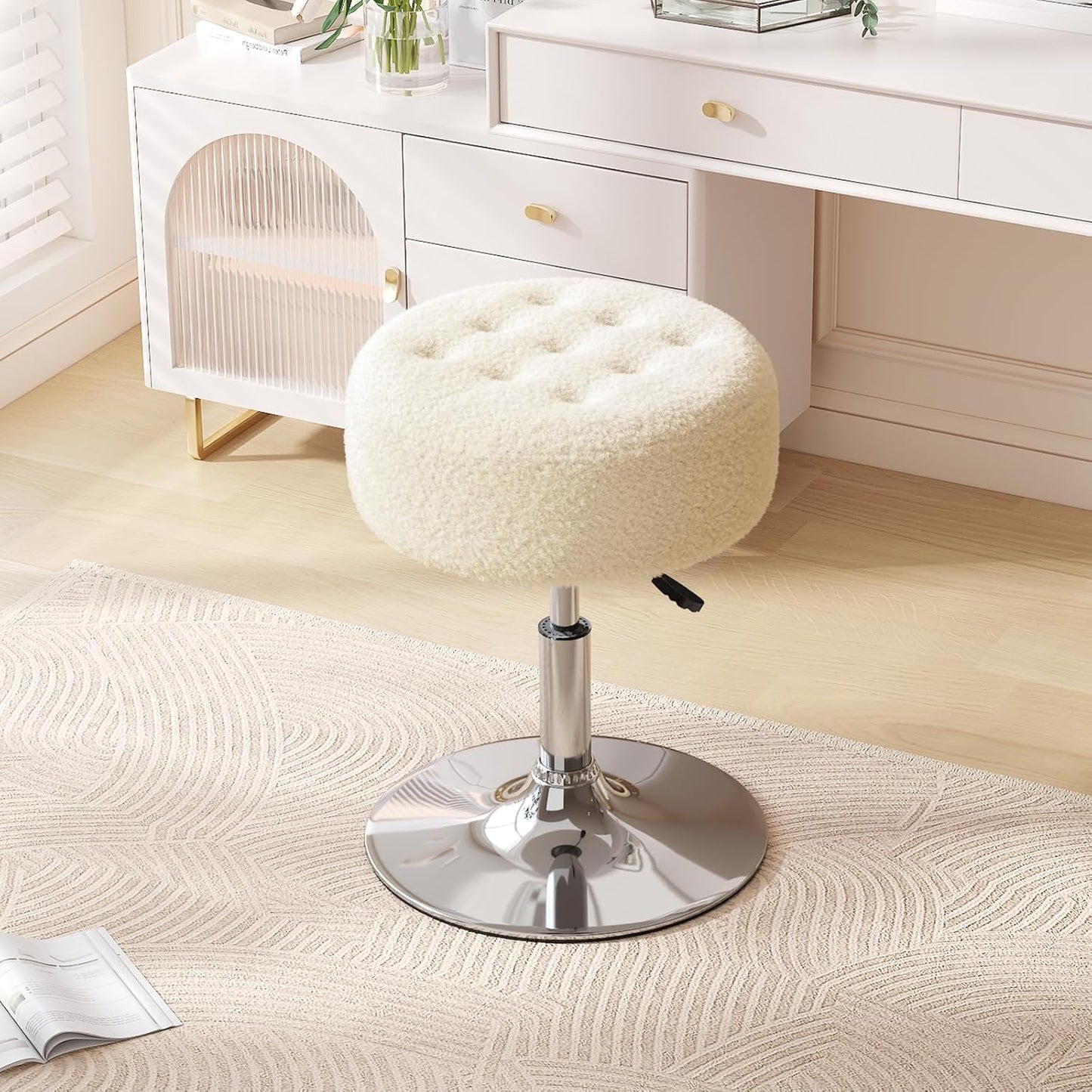 Furniliving Mid-Century Vanity Chair Adjustable Swivel Stool