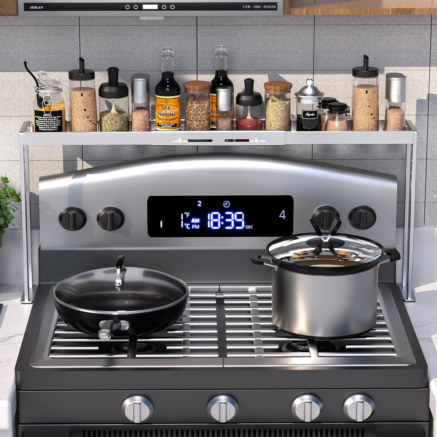 Stove Top Shelf - Adjustable Kitchen Spice Organizer for 27-33in