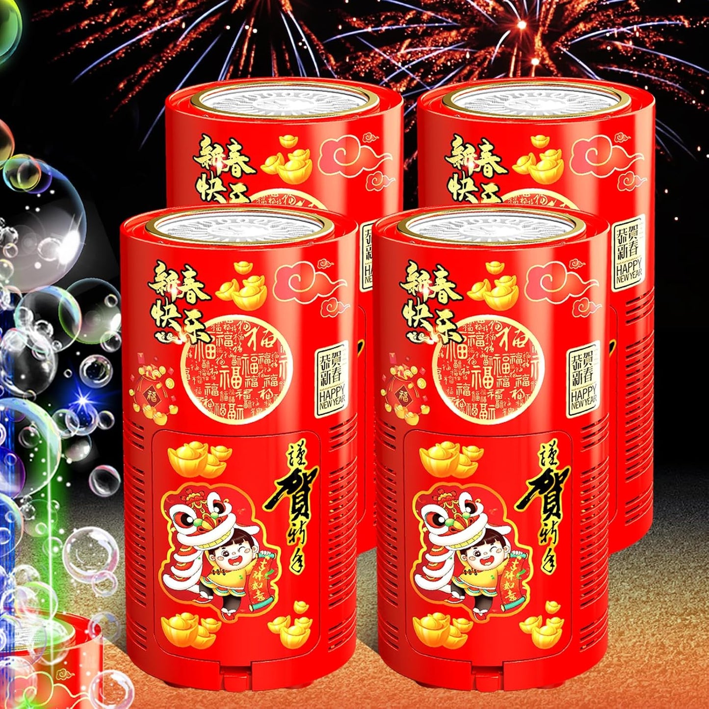 Fireworks Bubble Machine with Dazzling RGB LED Light for Fun