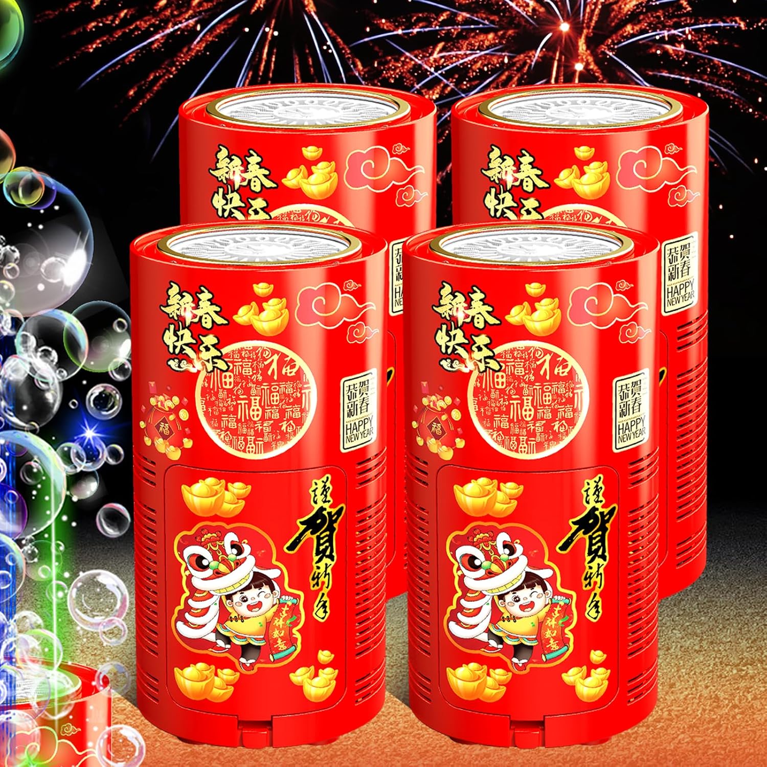 Fireworks Bubble Machine with Dazzling RGB LED Light for Fun