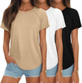 Women Short Sleeve Tunic 3-Pack - Comfortable Curved Hem Tops