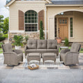HUMMUH 6 Piece PE Rattan Outdoor Patio Furniture Set - Swivel & Glider