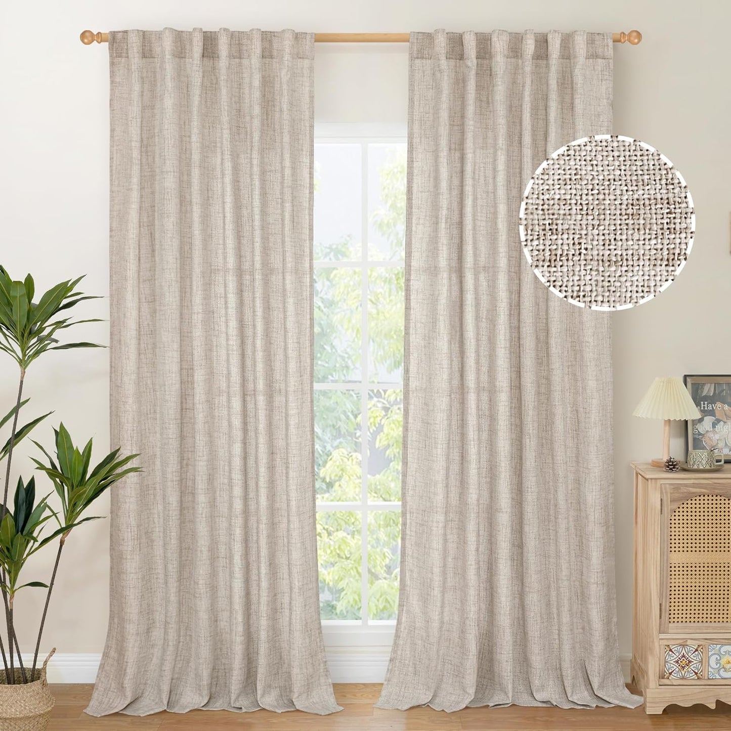 YoungsTex Linen Curtains 102 Inch Long for Cozy Living Spaces