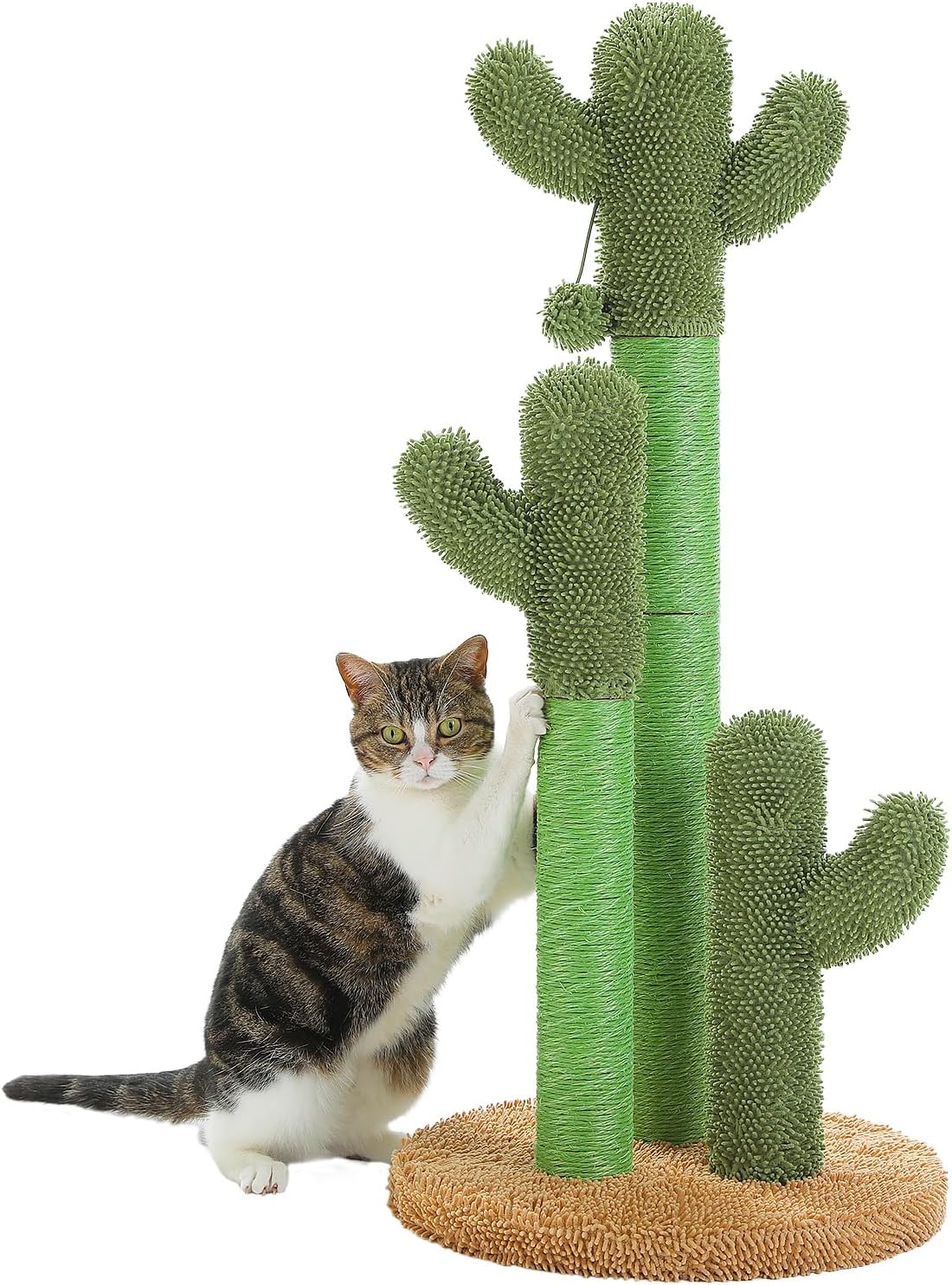 Cactus Cat Scratching Post with 3 Poles and Dangling Ball
