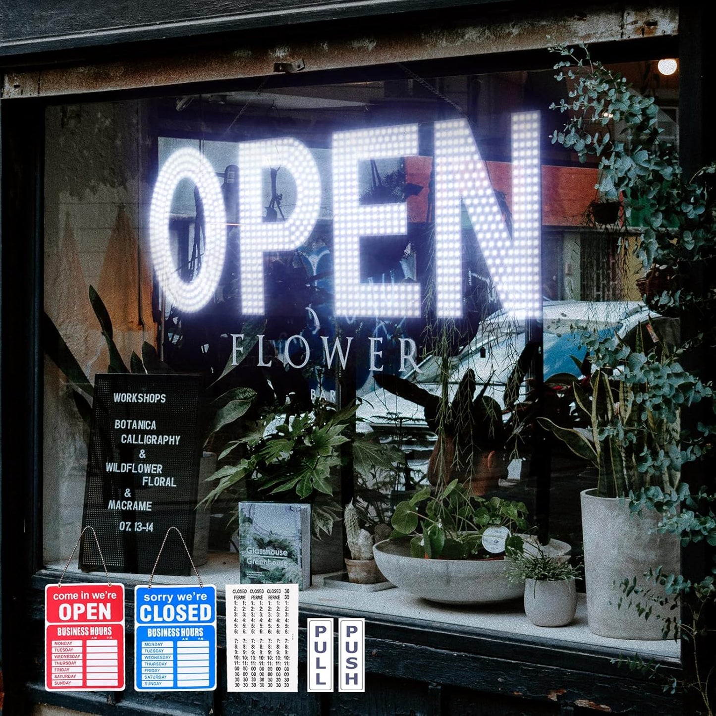 LED Open Signs for Business - Dimmable 40x14 Light Up Sign