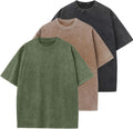 Men's Cotton T-Shirts Oversized Casual Loose Wash Solid Tee Tops