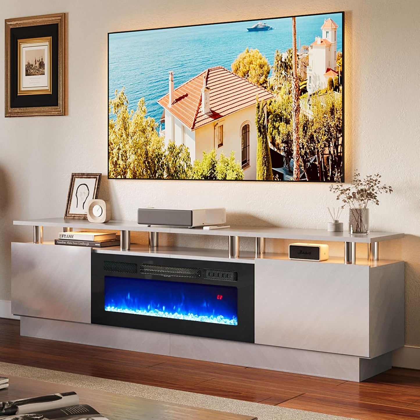 oneinmil Fireplace TV Stand with 36 Electric Fireplace for TVs