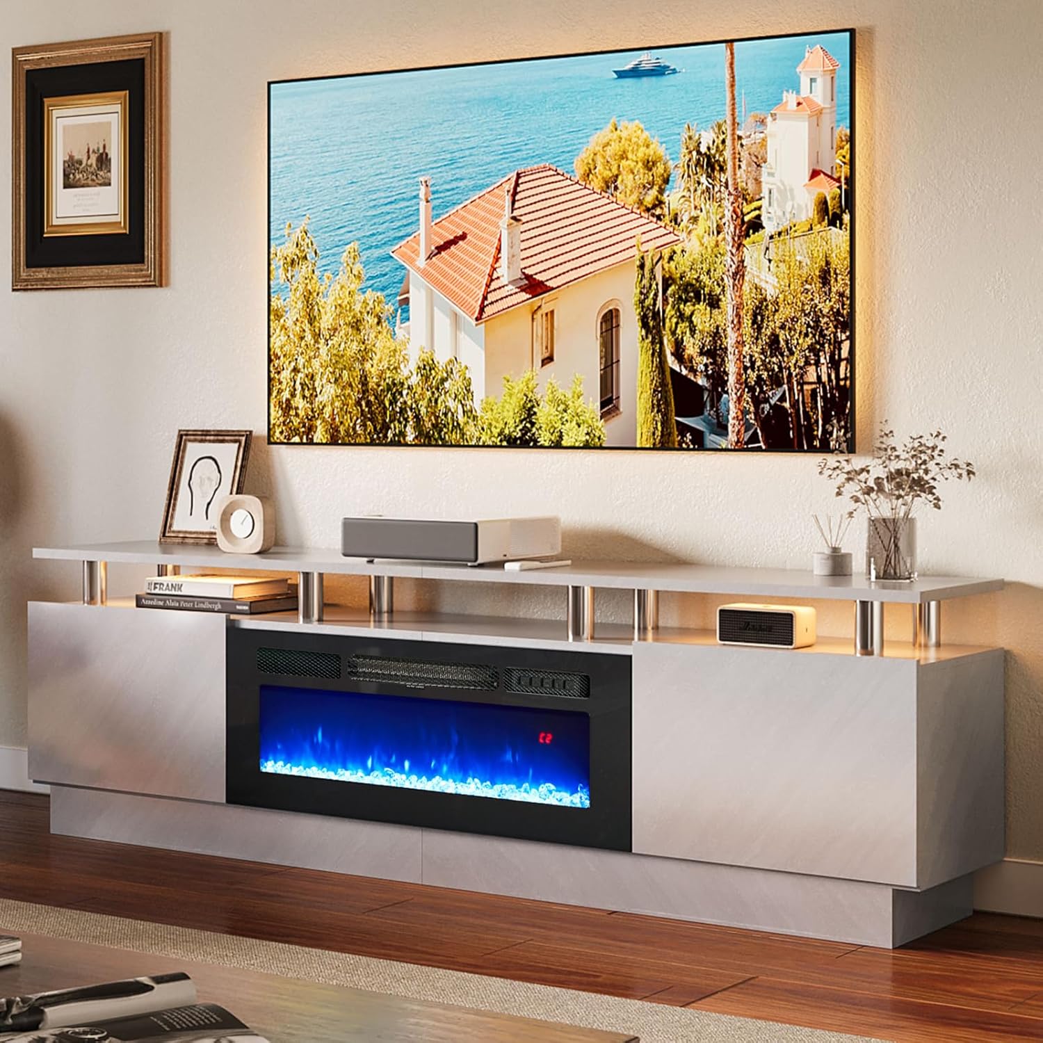oneinmil Fireplace TV Stand with 36 Electric Fireplace for TVs