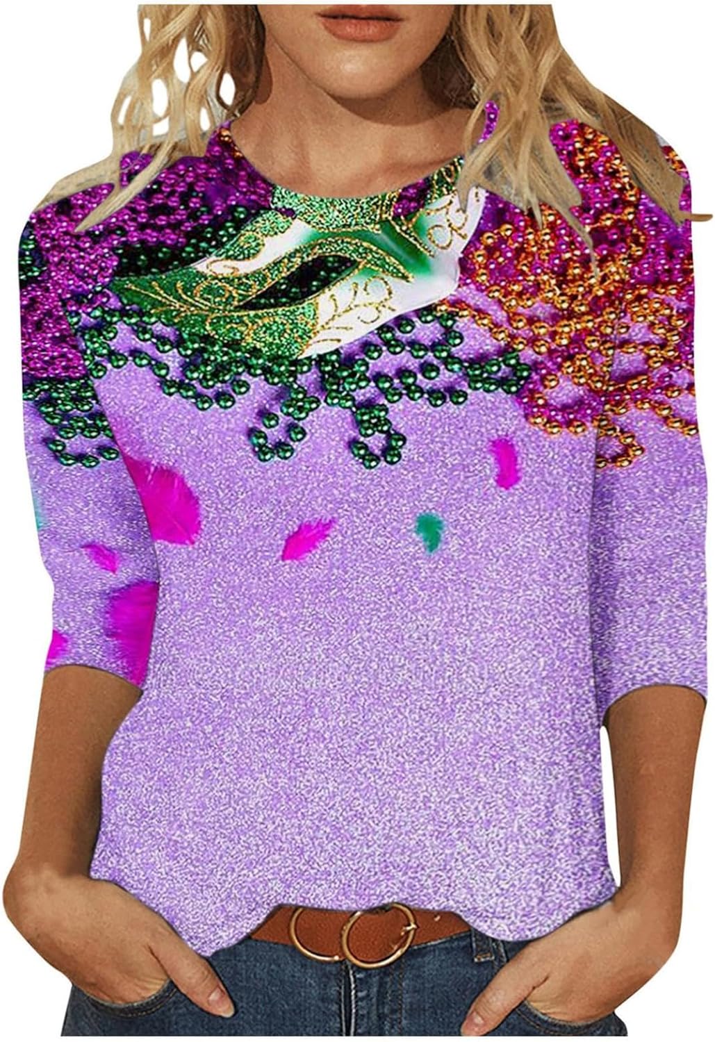Mardi Gras Graphic Blouse Plus Size