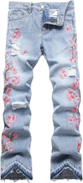 Baylvn Men's Designer Straight Slim Fit Patchwork Jeans - Stylish Care