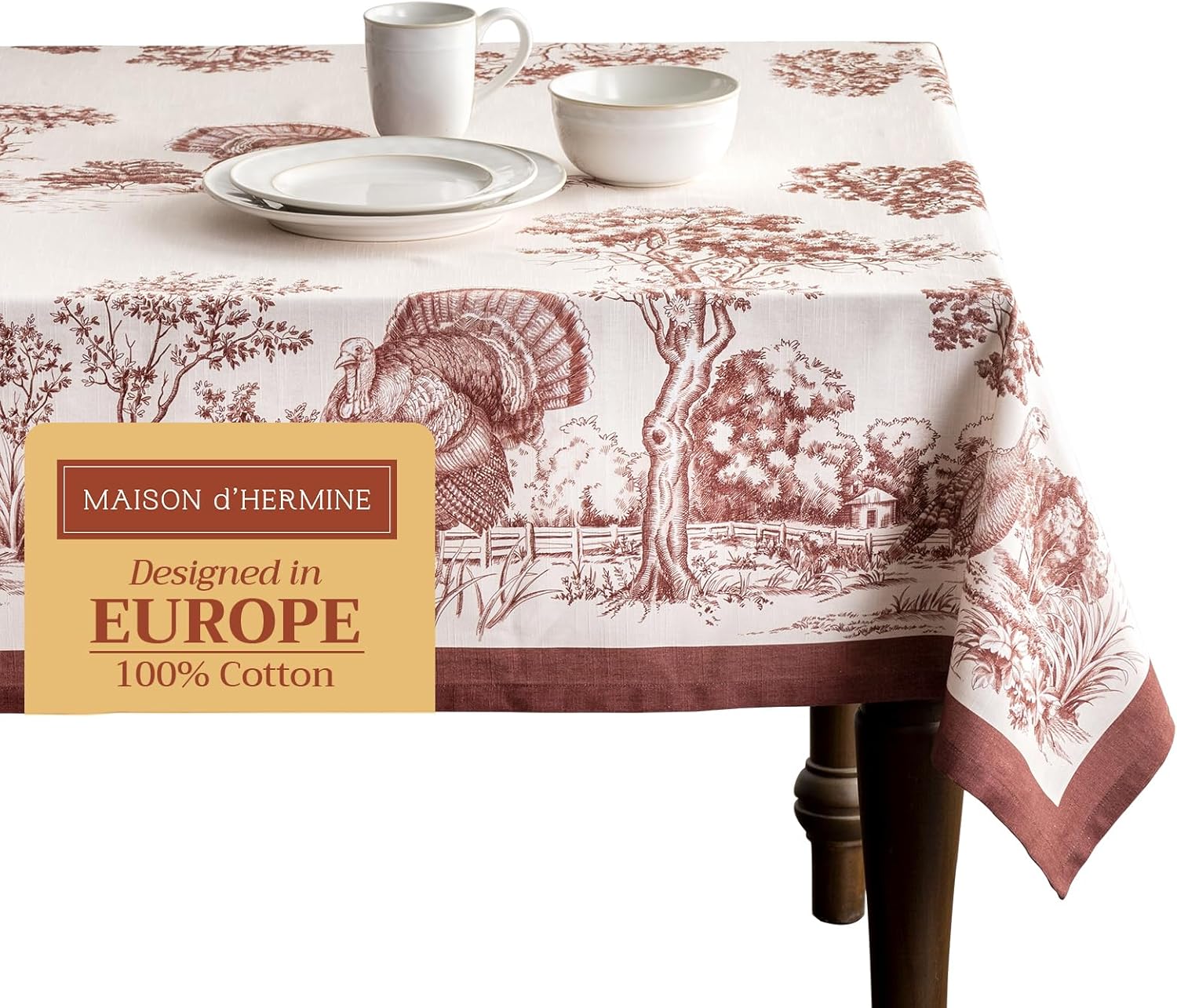 Elegant 100% Cotton Table Cloth for Dining Room and Events