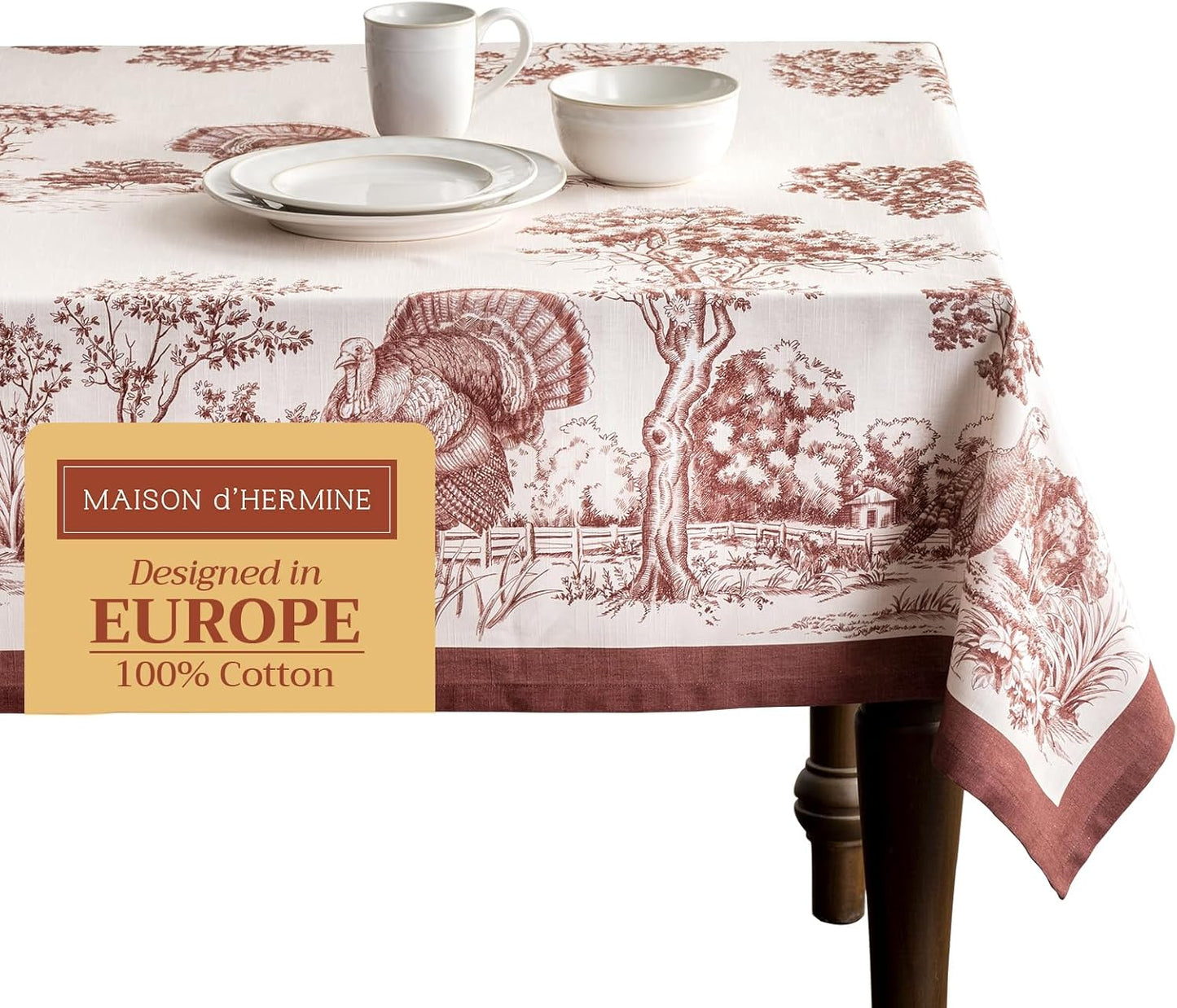Maison d' Hermine 100% Cotton Fall Tablecloth for Dining Decor