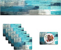 Turquoise Table Runner and Placemats Set of 6 Pieces - Durable Linen