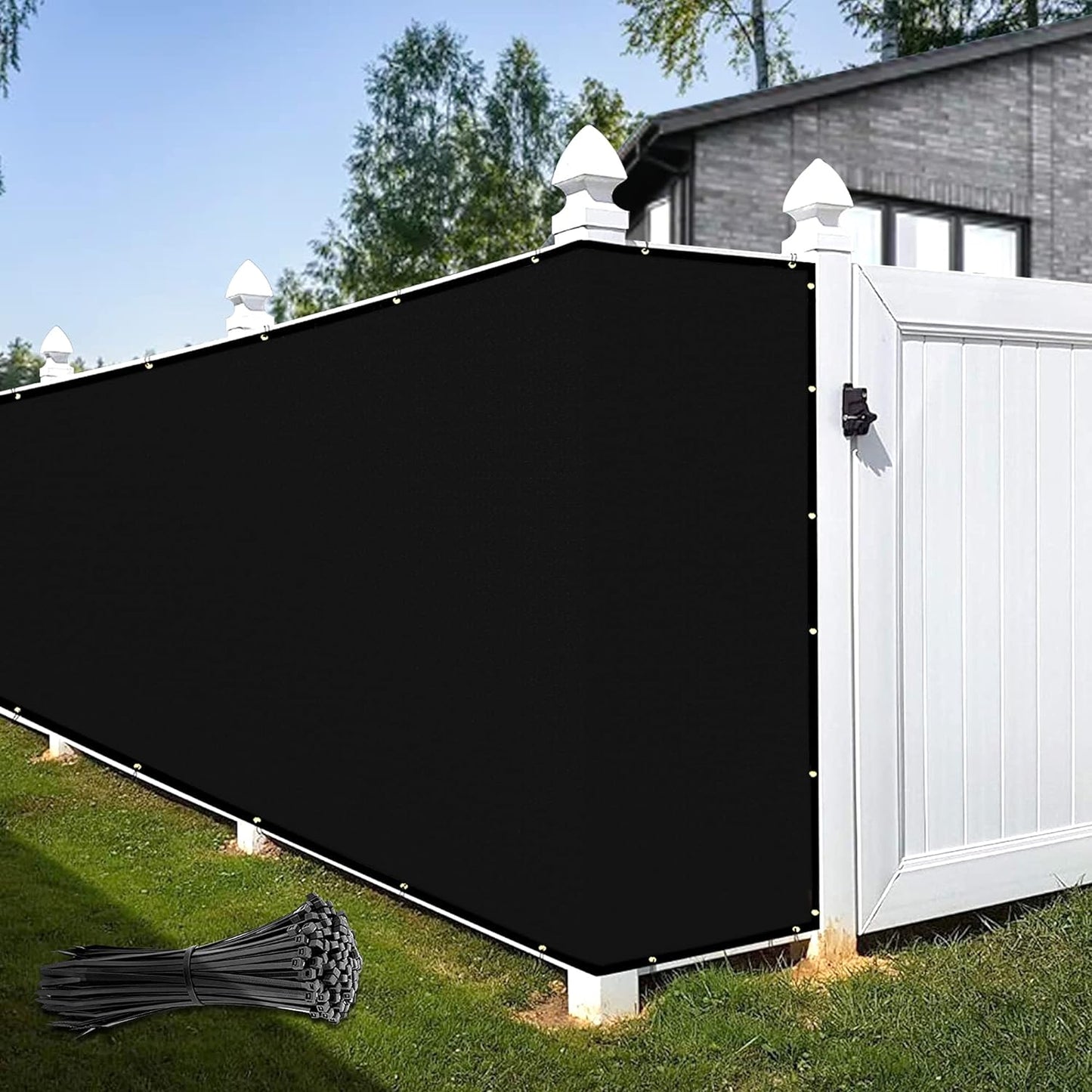 Custom Black Fence Privacy Screen - Heavy Duty & Wind-Resistant! KOOL KOI SHADE