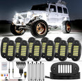 12 Pods White Rock Light Kit with Wired Switch - Super Bright Pure