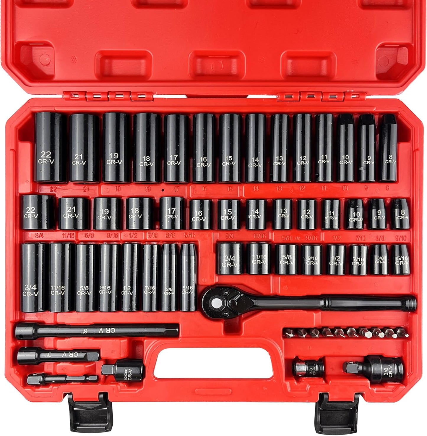 61pcs 3/8 Inch Drive Deep Impact Socket Set for Mechanics