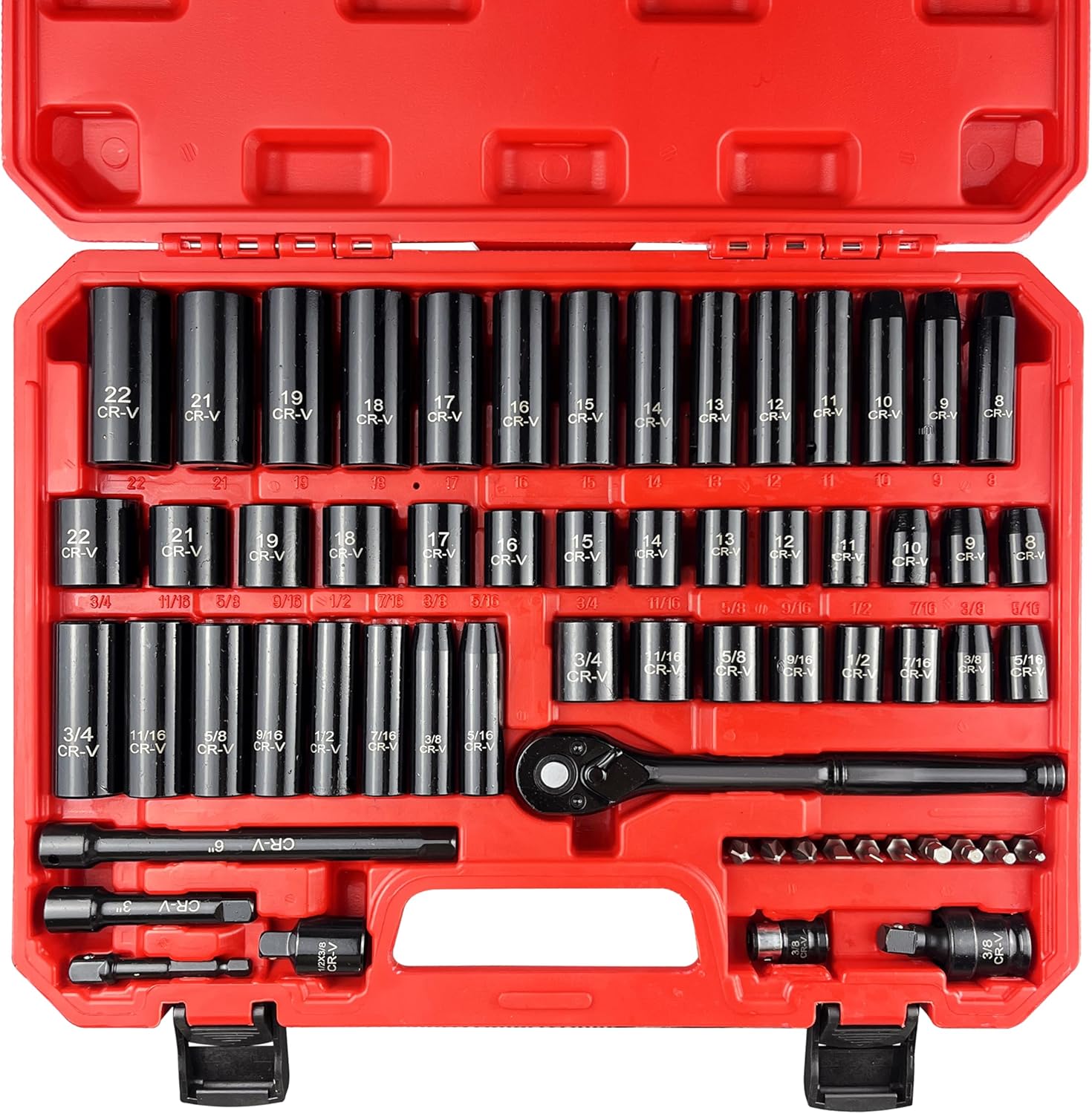 61pcs 3/8 Inch Drive Deep Impact Socket Set for Mechanics