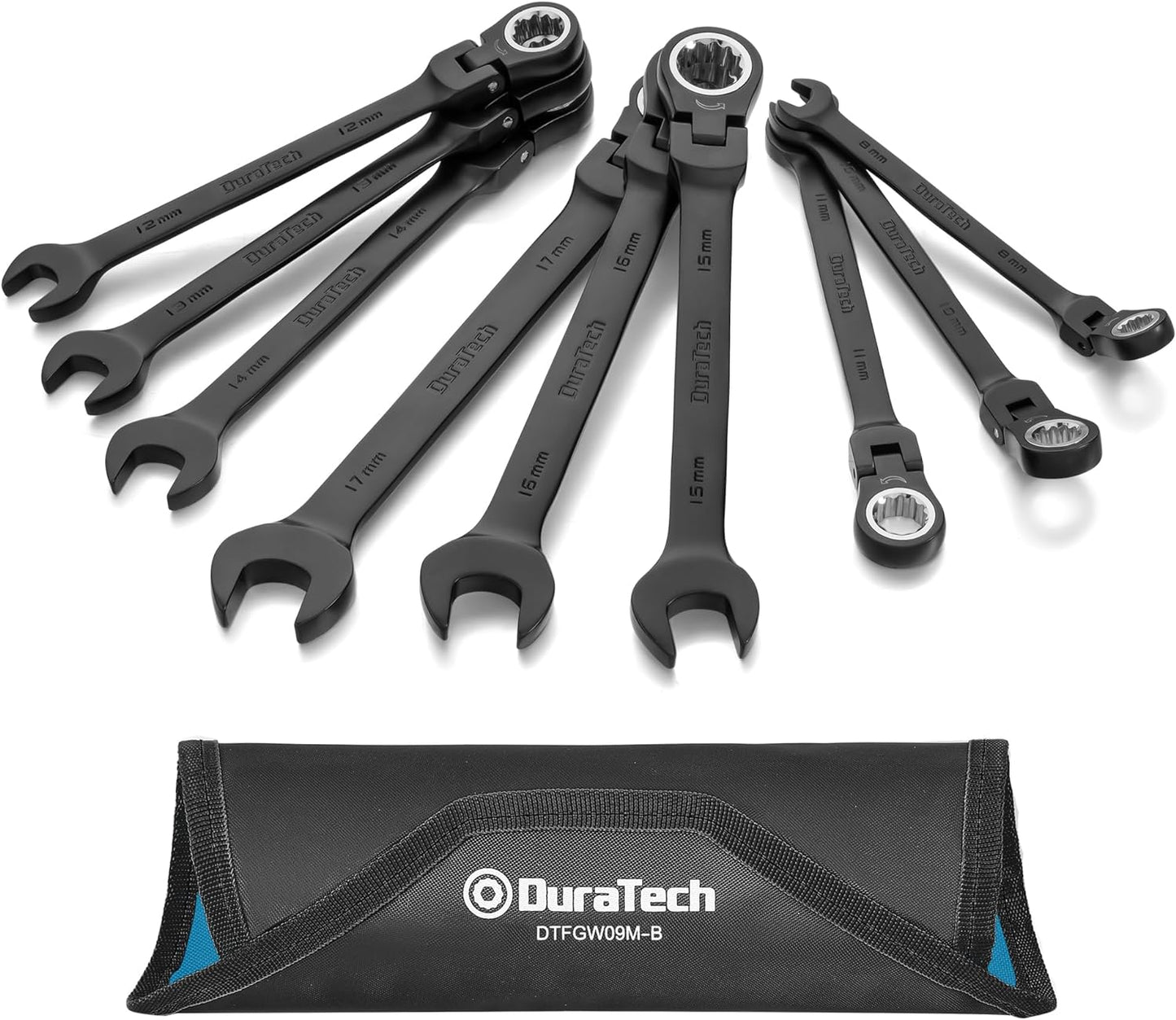DURATECH 9-Piece Flex-Head Ratcheting Wrench Set for Mechanics