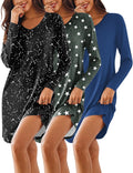 Ekouaer 3 Pack Women's Nightgowns Long Sleeve Sleep Shirts - Soft 5%