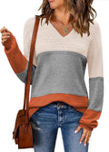 Zeagoo Womens 2025 Fall Ribbed Knit Pullover V Neck - Lightweight