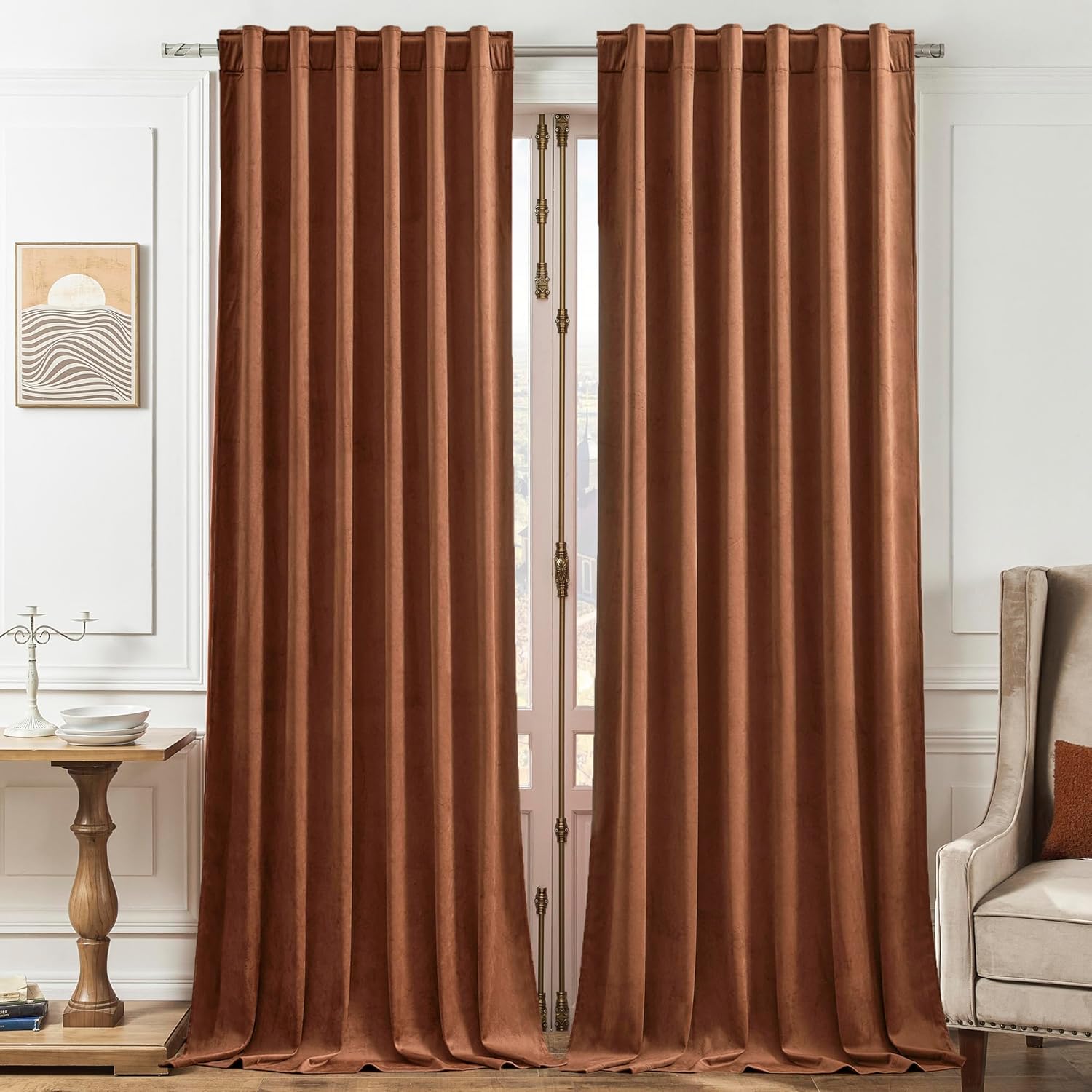 Luxurious Burnt Orange Velvet Curtains for Elegant Interiors