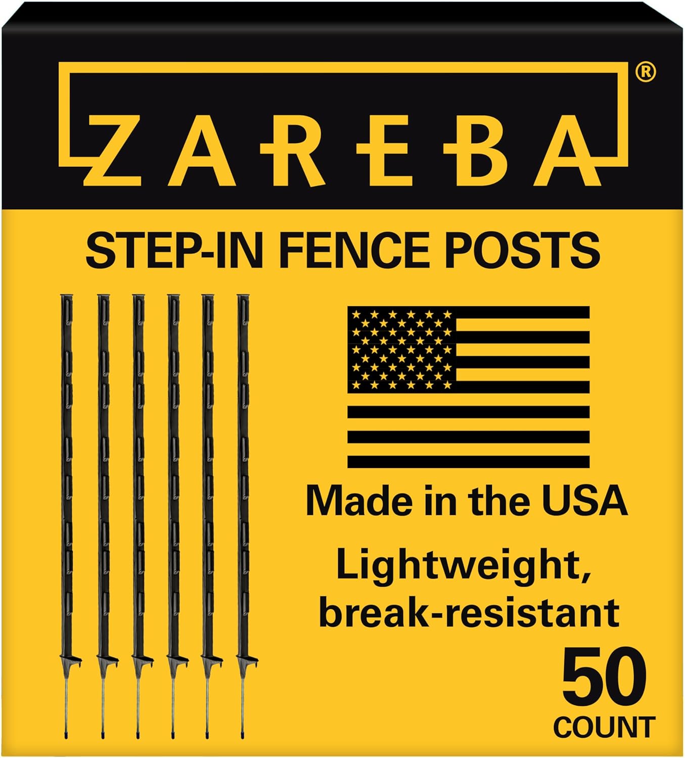 Zareba A-48B Electric Fence Posts - 50 Pack for Easy Setup