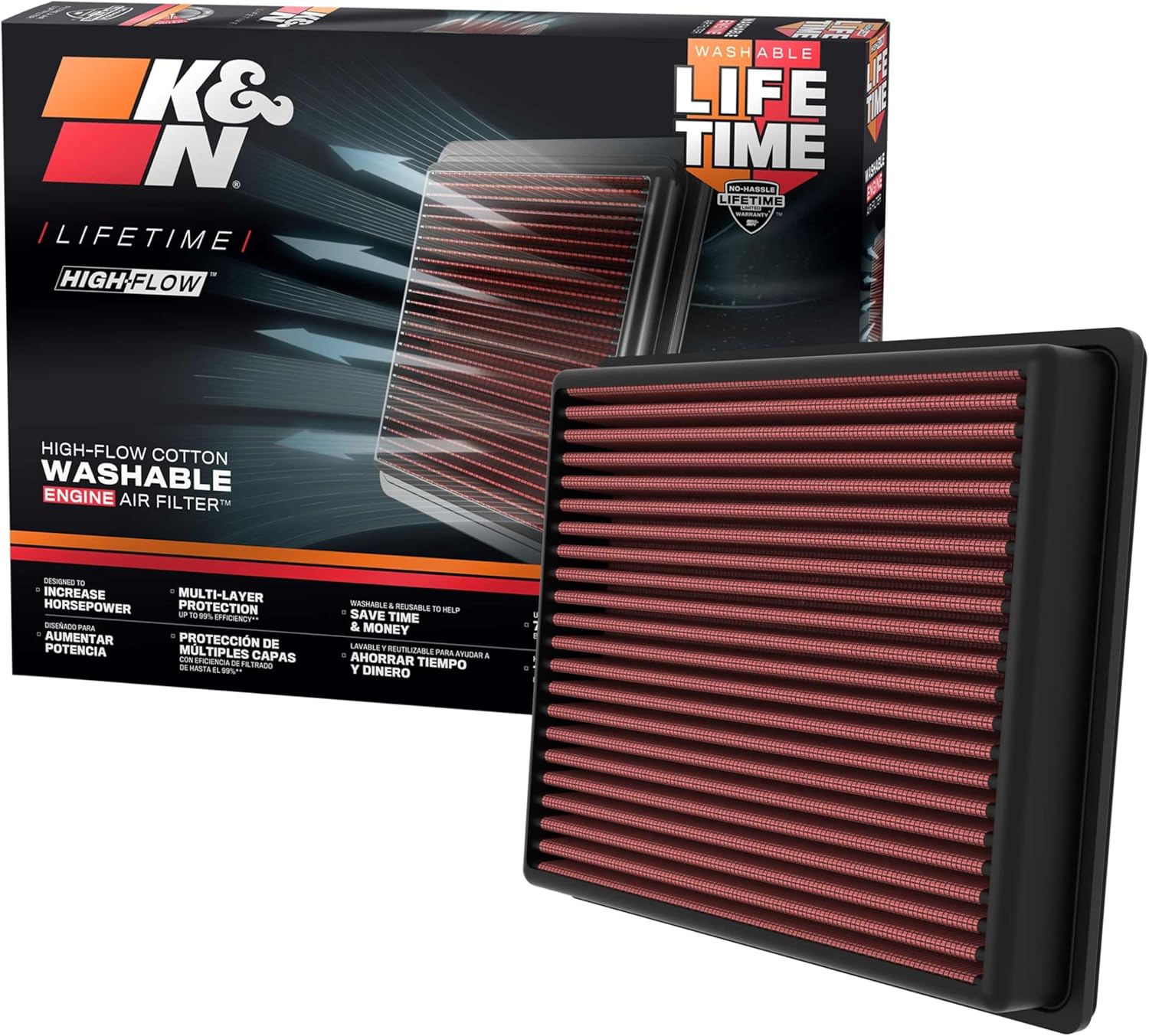 K&N High-Flow Engine Air Filter for 2022-2025 Toyota Models