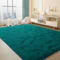 Fluffy Rugs for Living Room 5x8 Teal Green - Washable Large Area Rug