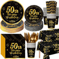 50th Birthday Party Decorations Set Black and Gold - Complete 452 Pc