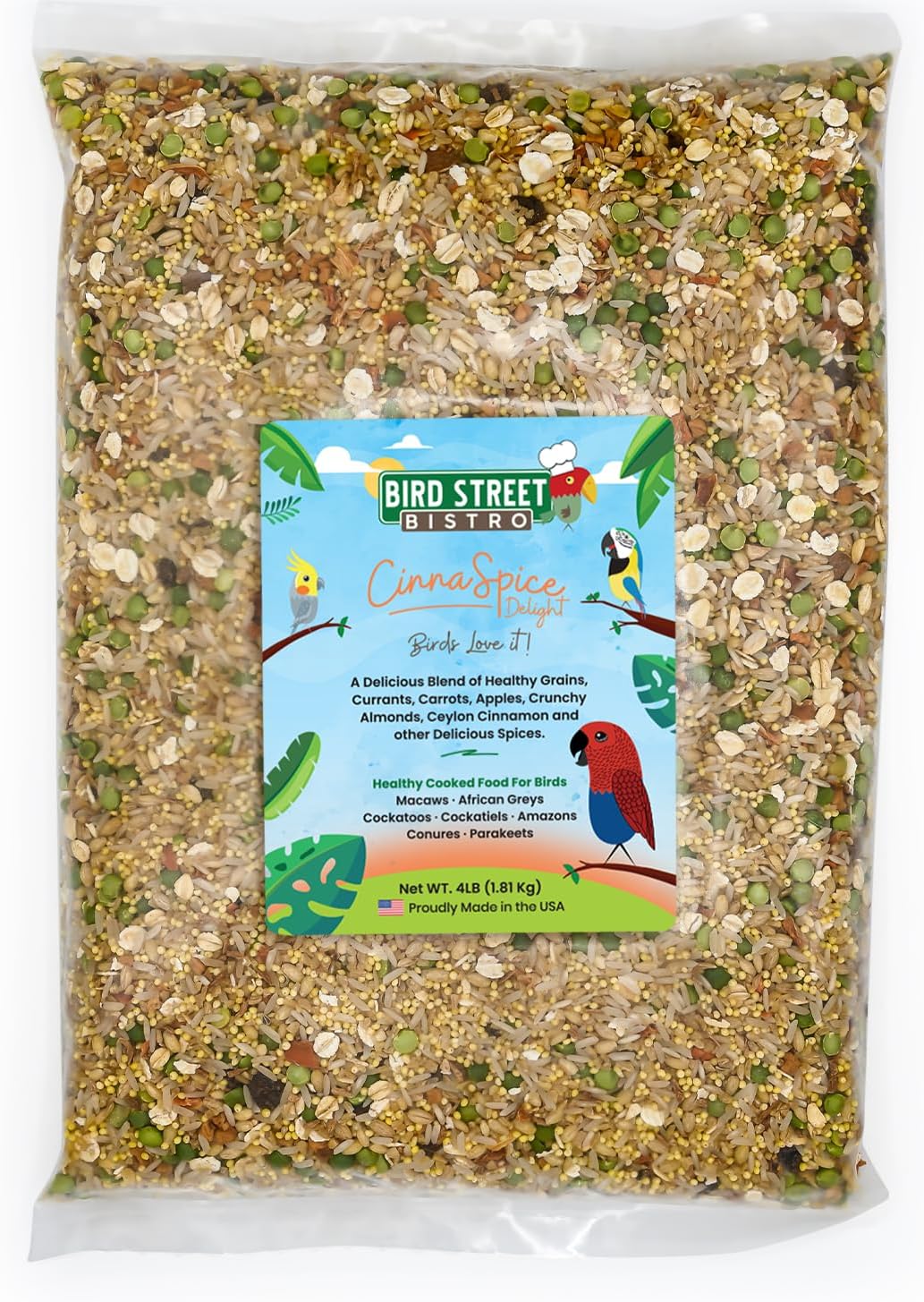 Parrot Parakeet Cockatiel Food - Healthy Natural Grains & More
