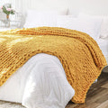 Bigacogo Chunky Knit Throw Blanket 51x63 in - Cozy Hand Knit Throw