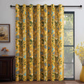 Sliding Door Patio Floral Blackout Curtains - Mustard Hummingbird