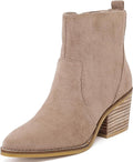 Women's Ankle Boots Low Chunky Heeled Booties - Pointed Closed Toe