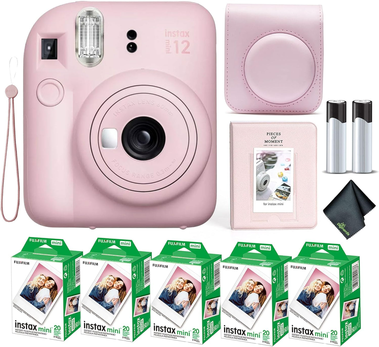 Fujifilm Instax Mini 12 Instant Camera Bundle in Blossom Pink